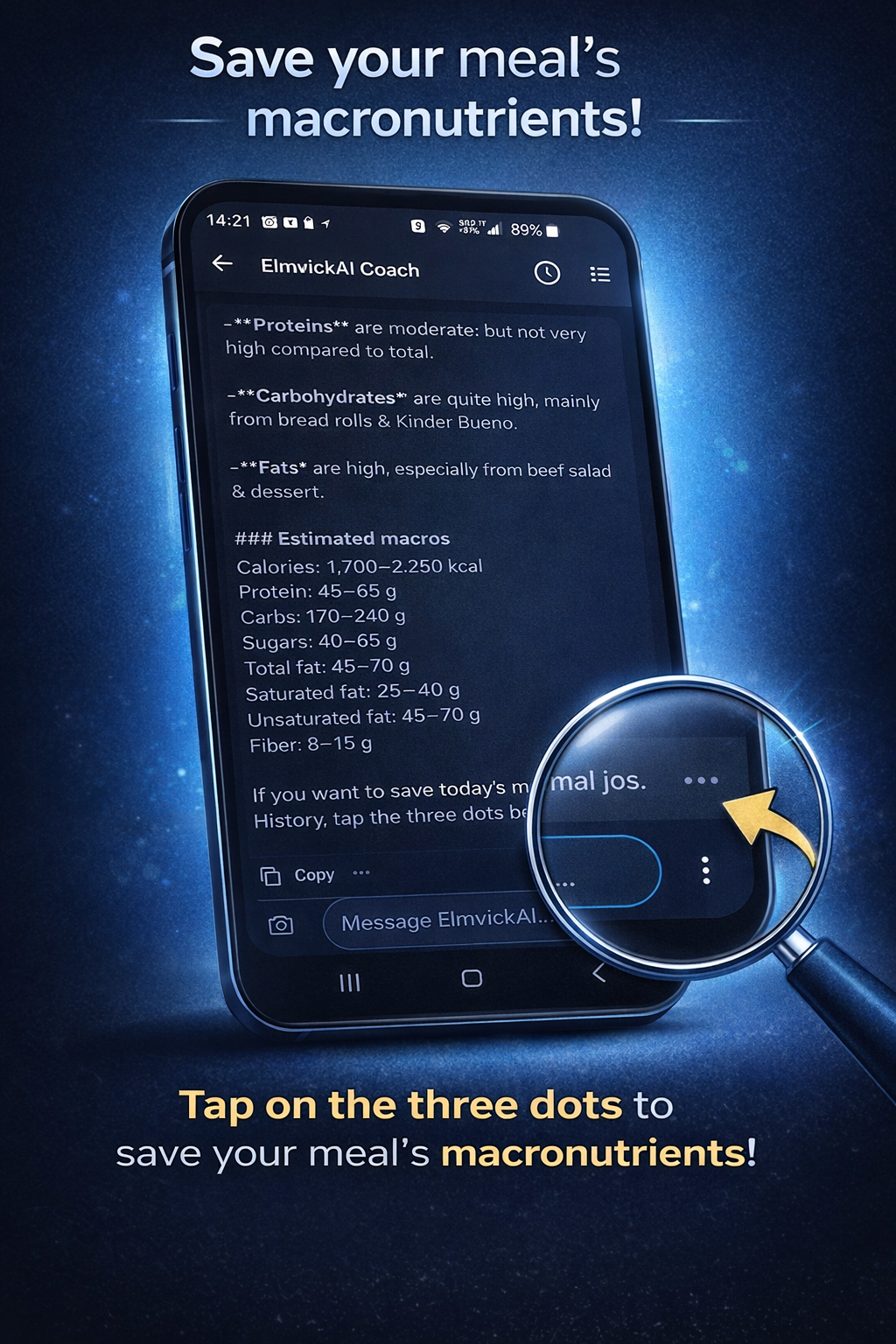 Training Logger AI-assisted meal logging screen